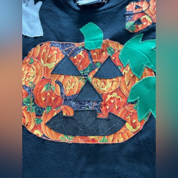 Vintage size large 14-16 Halloween jack o lantern shirt. Handcrafted by K&V. - Picture 6 of 7